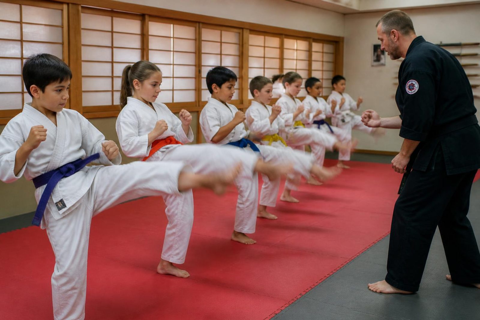 An instructor leading a Big Confidence class at Go No Sen Karate in Peekskill