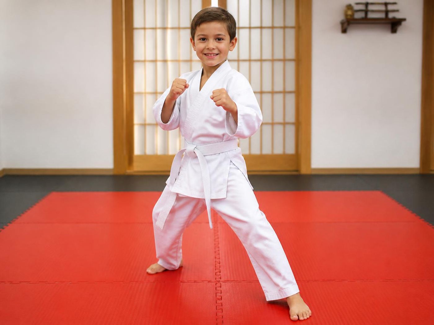 The free uniform and gear included with the $49 intro offer at Go No Sen Karate